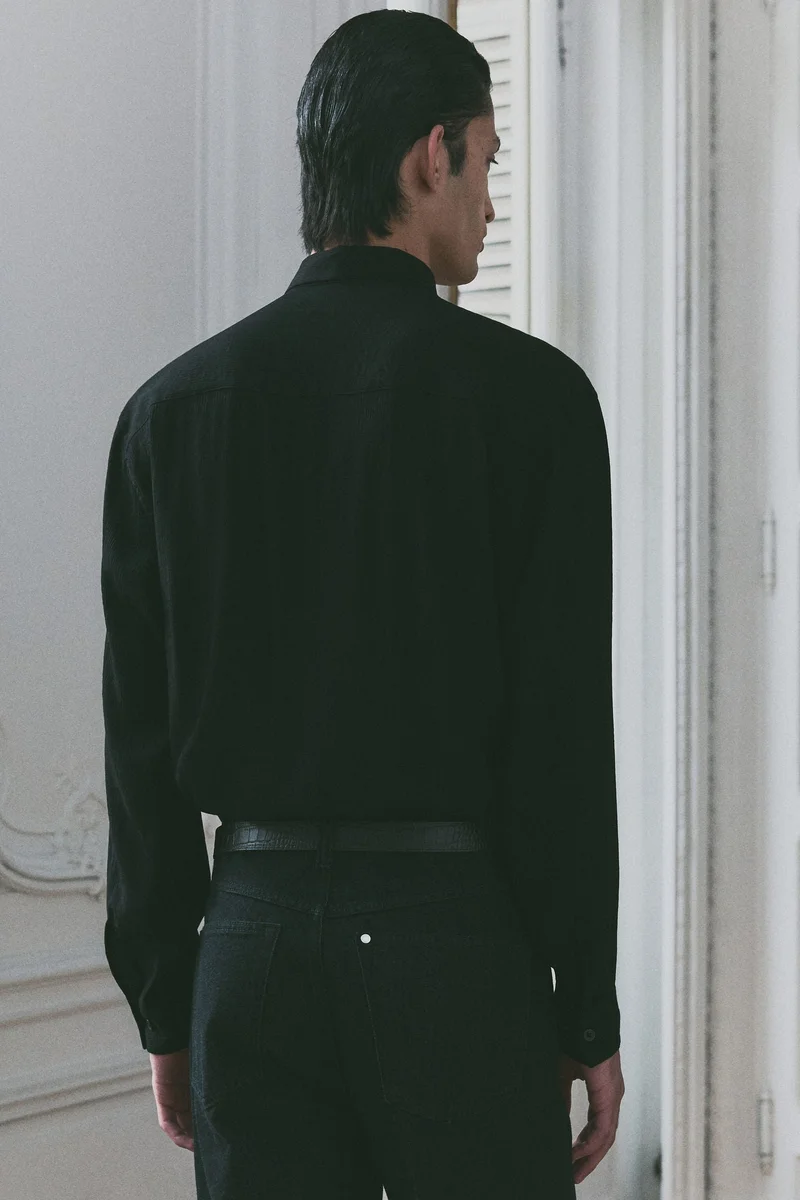 اتش اند ام Regular Fit Crinkled shirt