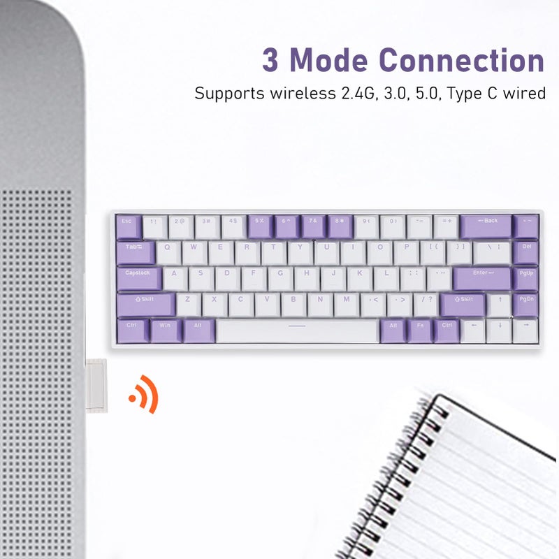 لوحة مفاتيح ميكانيكية 68 مفتاحًا مع مفتاح أخضر RGB لألعاب ويندوز - Image 2
