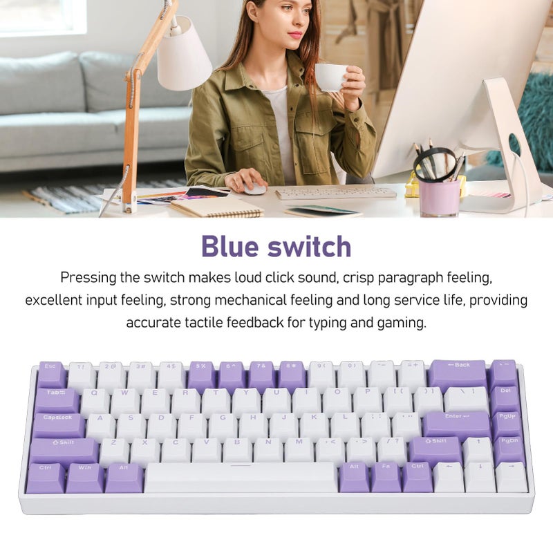 لوحة مفاتيح ميكانيكية 68 مفتاحًا مع مفتاح أخضر RGB لألعاب ويندوز - Image 4