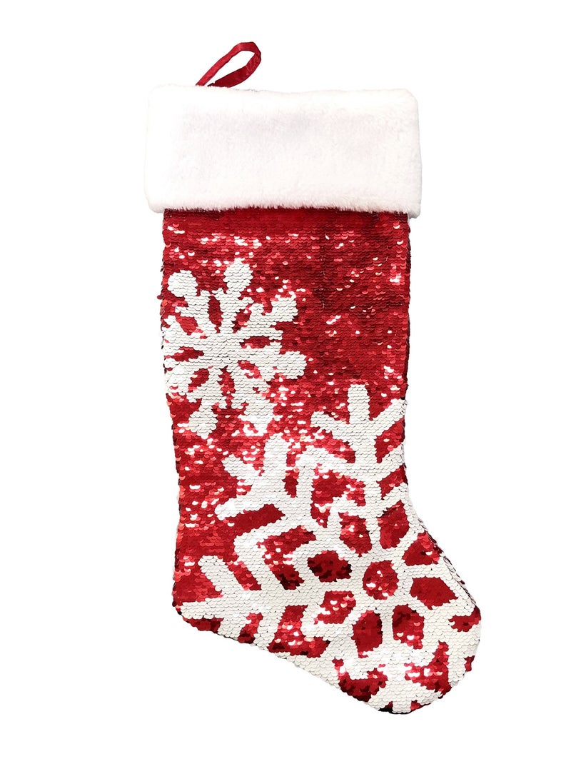 Party Magic Reversible Sequins Stocking Red 50cm - Image 1