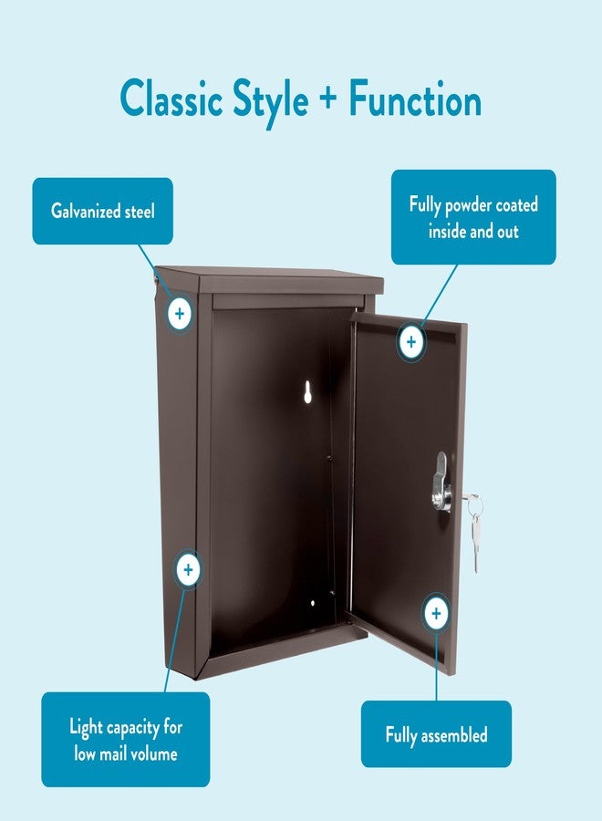 Architectural Mailboxes Chelsea™ Locking, Vertical Wall-Mounted Mailbox for Outside, Metal Galvanized Steel Small Mail Box with Lock and Key Drop Box, Rubbed Bronze - Image 4