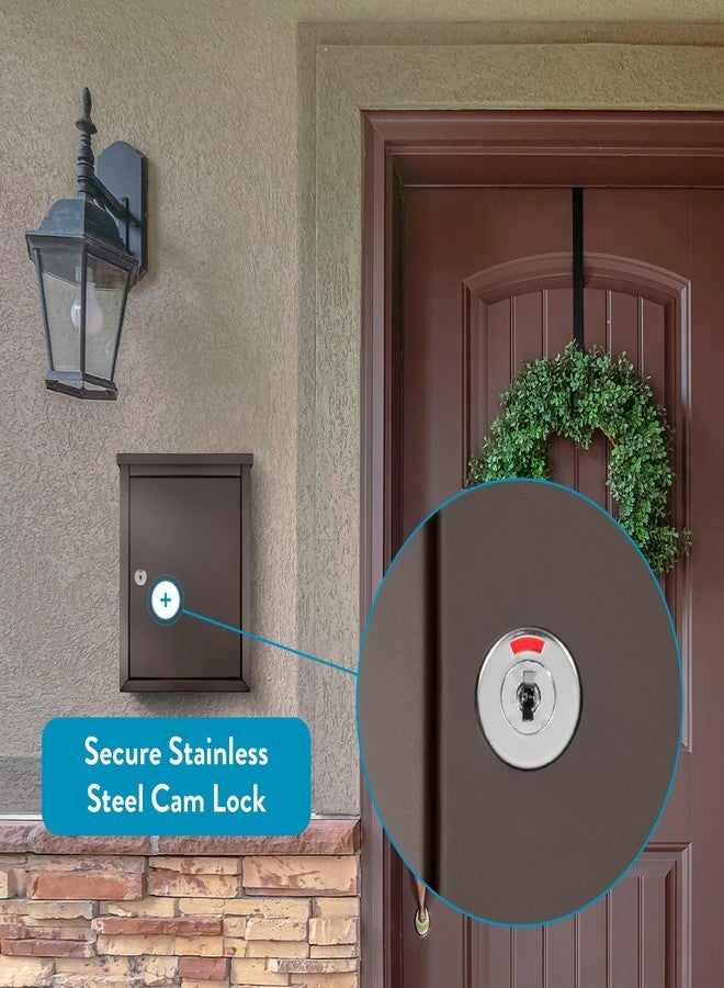 Architectural Mailboxes Chelsea™ Locking, Vertical Wall-Mounted Mailbox for Outside, Metal Galvanized Steel Small Mail Box with Lock and Key Drop Box, Rubbed Bronze - Image 2