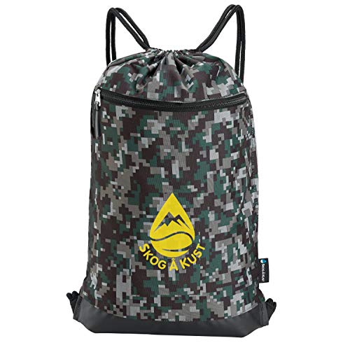 Skog Ã… Kust Skog Kust GymSak Patented 2in1 Drawstring Cinch Bag with Removable Waterproof Dry Bag Camo Yellow - Image 3
