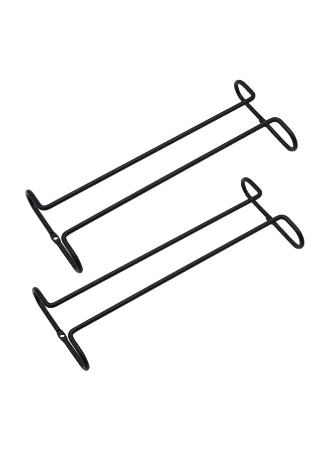 SYOSI Wine Glass Racks, Wall Mounted Stainless Steel Hanging Wine Glass Rack, Under Cabinet Stemware Rack, for Kitchen Bar Pub, Black, 2 Pack  - Image 1
