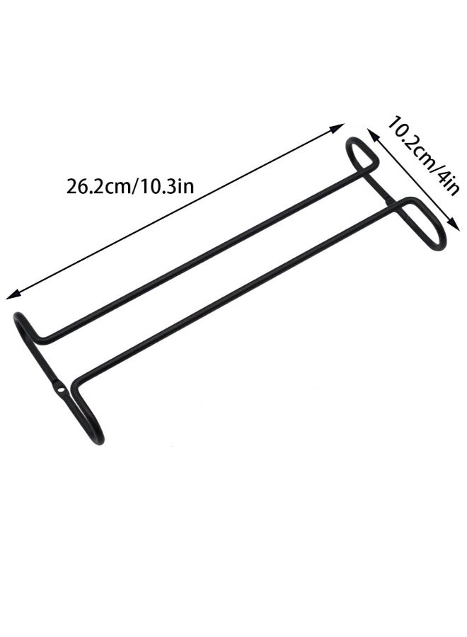 SYOSI Wine Glass Racks, Wall Mounted Stainless Steel Hanging Wine Glass Rack, Under Cabinet Stemware Rack, for Kitchen Bar Pub, Black, 2 Pack  - Image 2