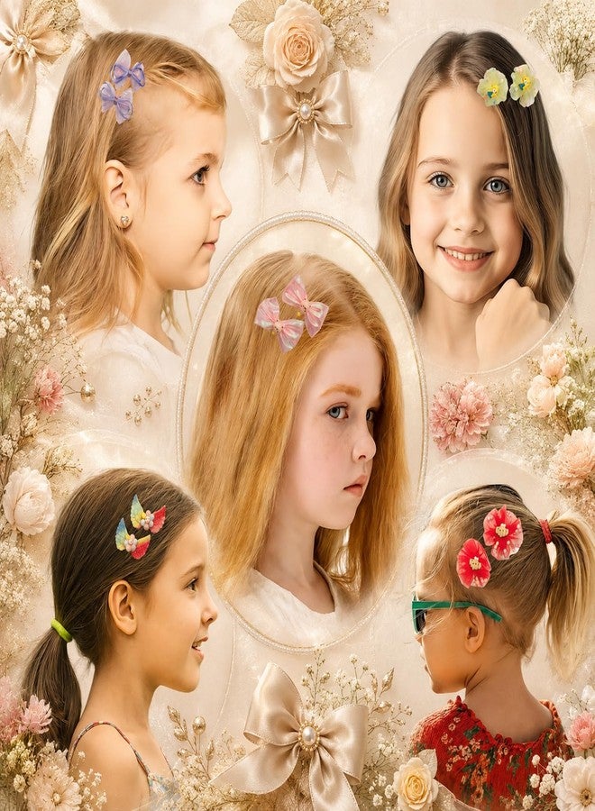 Luxelocks pack pf 20 pcs Kids Hair Accessories Set, Decorative Hair Clips with Bows and Flowers, Multicolour, kids clips.. - Image 2
