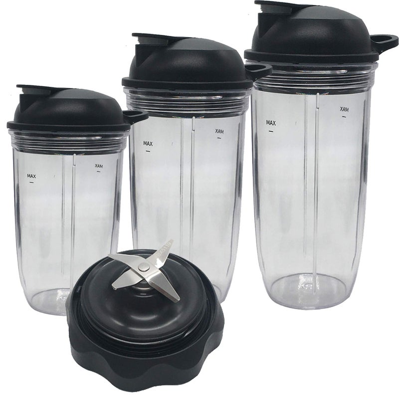 Replacement Combo Easy Twist Extractor Blade with personal Jar 18oz24oz32oz cup and lid for NutriBullet Blender Combo ZNBF30400ZZNBF30500ZNBF50400 7 1x18oz1x24oz1x32oz