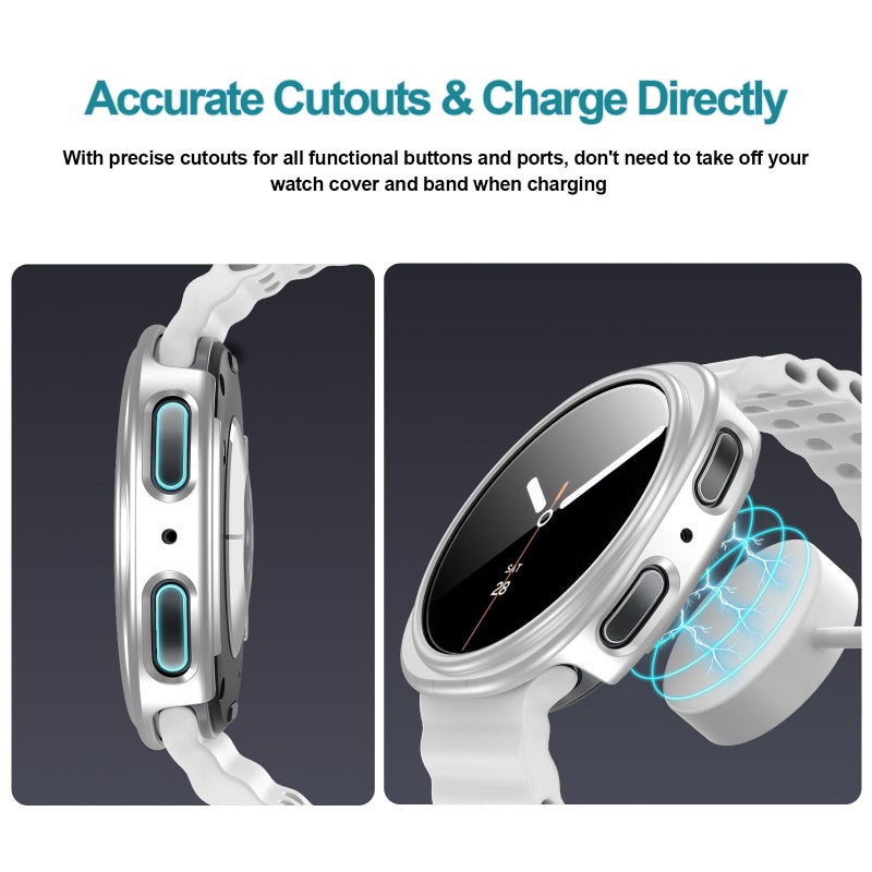 HASDON [6+6Pack Screen Protector Case for Samsung Galaxy Watch 8 44mm, Bubble Free Anti-Fog Tempered Glass Film and Waterproof Hard PC Protective Bumper No Water Collected Protective Cover Set - Image 5