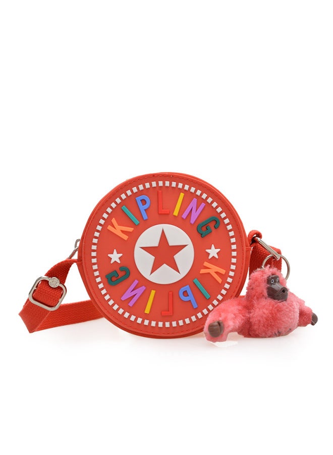 Mini Cute Women's Shoulder Bag Round Nylon Cloth Crossbody Bag Ultra Light Water-repellent Small Bag Women's Shopping Crossbody Bag-Color:Red-Size:With Pendant  - Image 1