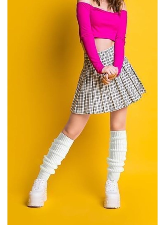 ساق دافئة أنيقة محبوكة من النيون سهلة الارتداء والخلع تضيف مظهرًا متعدد الطبقات للنساء في الثمانينيات، إكسسوارات حفلات اليوجا للحفلات الرياضية والرقص والعروض المسرحية، مقاس واحد - Image 3