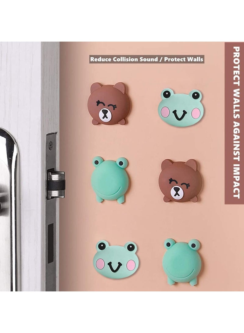 12 Pieces Door Knob Wall Shield Cartoon Self Adhesive Sticker Silicone Door Handle Bumper Cute Animals Rubber Protector for Wall  Protect Furniture Reduce Noise - Image 3