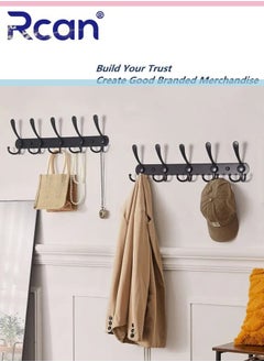 Rcan 2 Pack Stainless Steel Wall Hanger With 5 Hooks Coat Hooks for Hanging Wall Mounted Wall Hooks Rack for Bathroom Bedroom Wall Coat Hanger for Clothes Hat Jacket Clothing  - Image 2