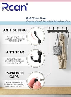 Rcan 2 Pack Stainless Steel Wall Hanger With 5 Hooks Coat Hooks for Hanging Wall Mounted Wall Hooks Rack for Bathroom Bedroom Wall Coat Hanger for Clothes Hat Jacket Clothing  - Image 5