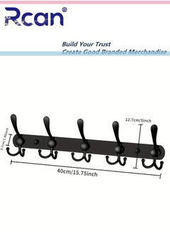 Rcan 2 Pack Stainless Steel Wall Hanger With 5 Hooks Coat Hooks for Hanging Wall Mounted Wall Hooks Rack for Bathroom Bedroom Wall Coat Hanger for Clothes Hat Jacket Clothing  - Image 4