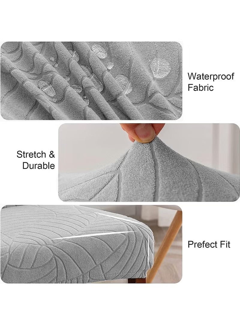 Beauenty Waterproof Chair Covers for Dining Room, Stretch Jacquard Dining Chair Slipcovers, Removable Washable Chair Protector for Kitchen, Hotel, Restaurant, (6 PCS,Light-gray) - Image 5