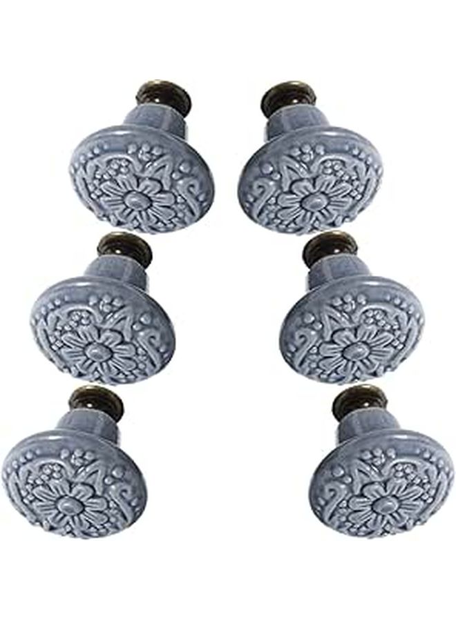 6Pcs Ceramic Cowboy Cabinet Knobs Set Embossed Drawer Pull Handles For Kitchen Wardrobe - Image 1