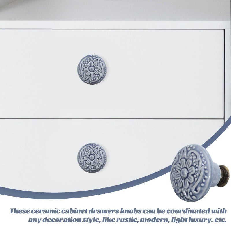 6Pcs Ceramic Cowboy Cabinet Knobs Set Embossed Drawer Pull Handles For Kitchen Wardrobe - Image 4