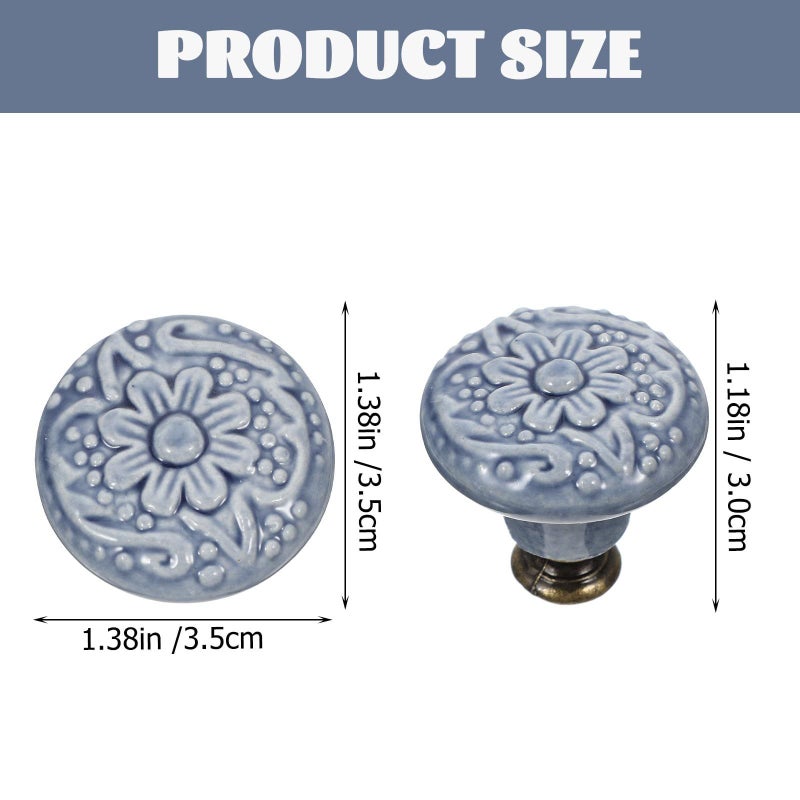 6Pcs Ceramic Cowboy Cabinet Knobs Set Embossed Drawer Pull Handles For Kitchen Wardrobe - Image 3