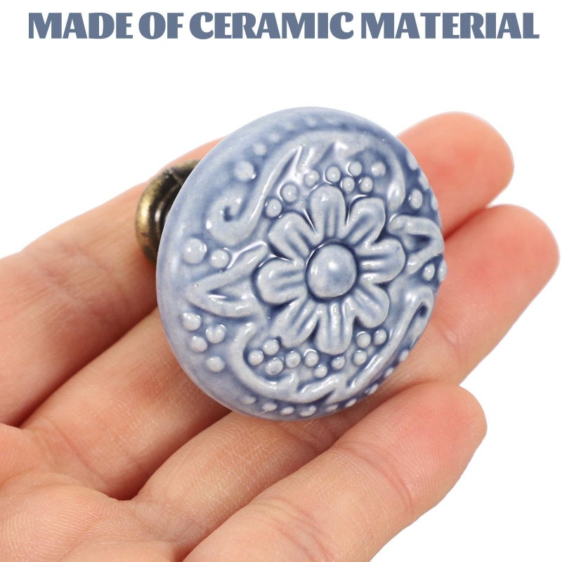 6Pcs Ceramic Cowboy Cabinet Knobs Set Embossed Drawer Pull Handles For Kitchen Wardrobe - Image 5