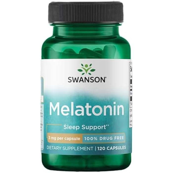 Swanson Melatonin - Herbal Supplement - Sleep and Relaxation - (120 Capsules, 3mg Each) - Image 1