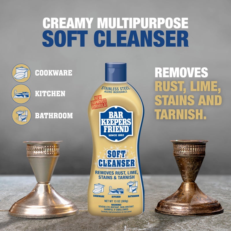 Bar Keepers Friend Soft Cleanser (13 oz) and MORE Spray + Foam (25.4 oz) Multipurpose Cleaner Bundle, Stain & Rust Remover for Multi Surface Bathroom, Kitchen & Outdoor Cleaning - Image 5