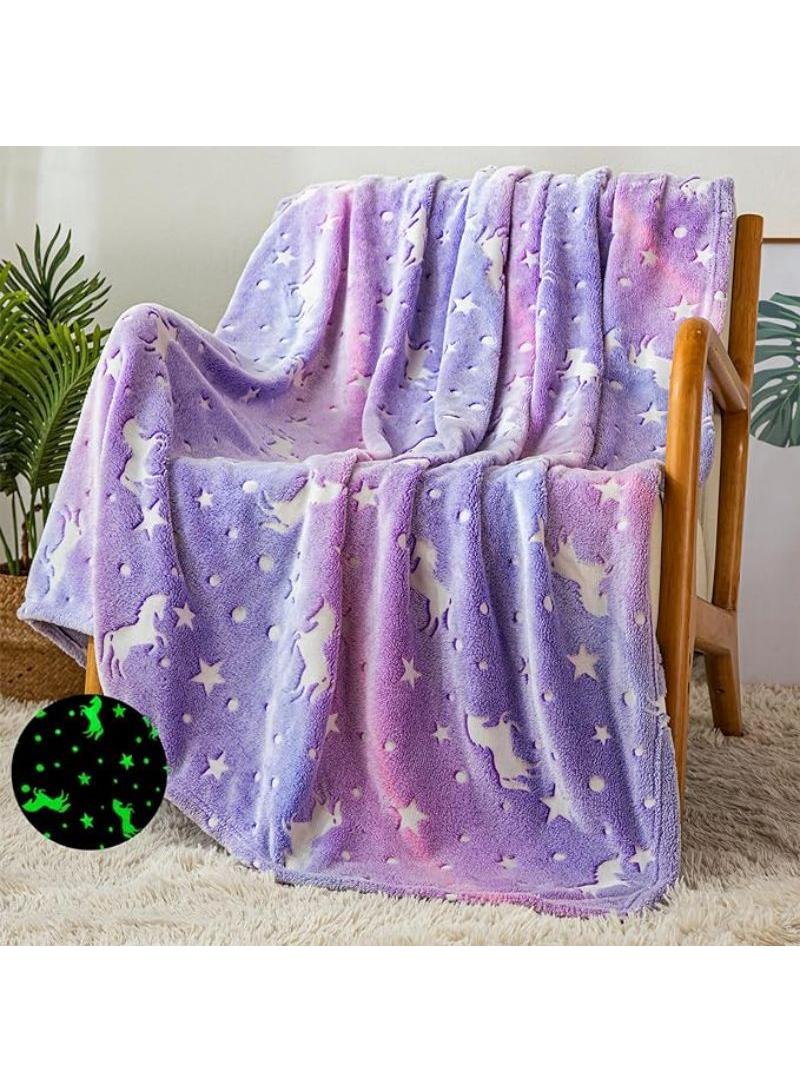 Bluejw Glow in The Dark Blanket Personalized Blanket For Kids,50x60inch Throw Blankets Super Cozy Plush Soft Fleece Blanket for Girls Boys Birthday Gifts  - Image 1