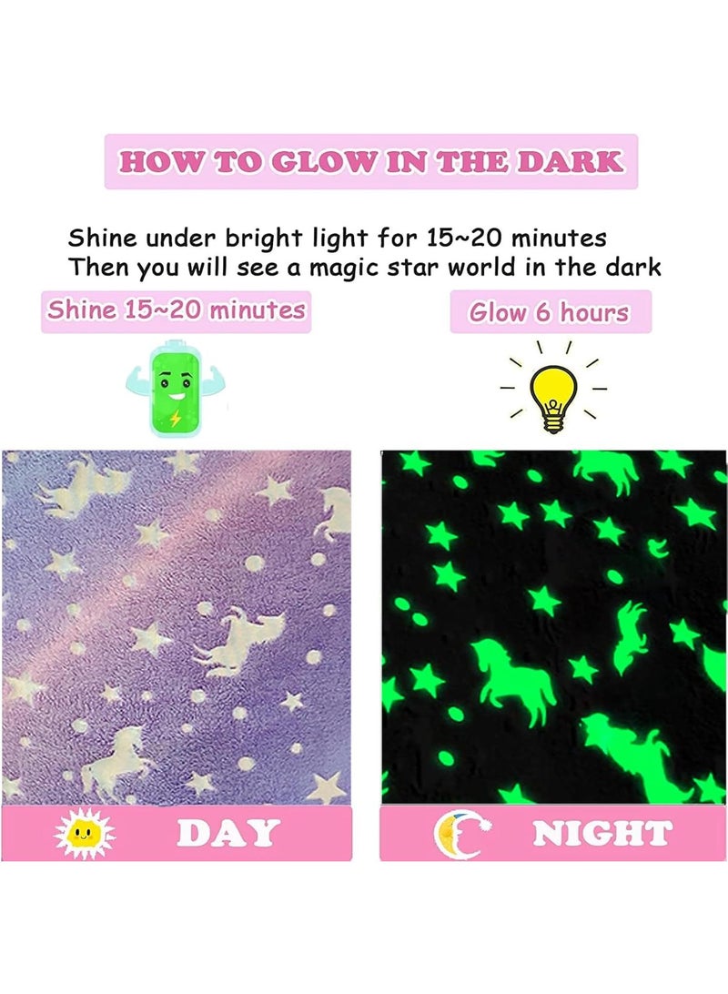 Bluejw Glow in The Dark Blanket Personalized Blanket For Kids,50x60inch Throw Blankets Super Cozy Plush Soft Fleece Blanket for Girls Boys Birthday Gifts  - Image 4