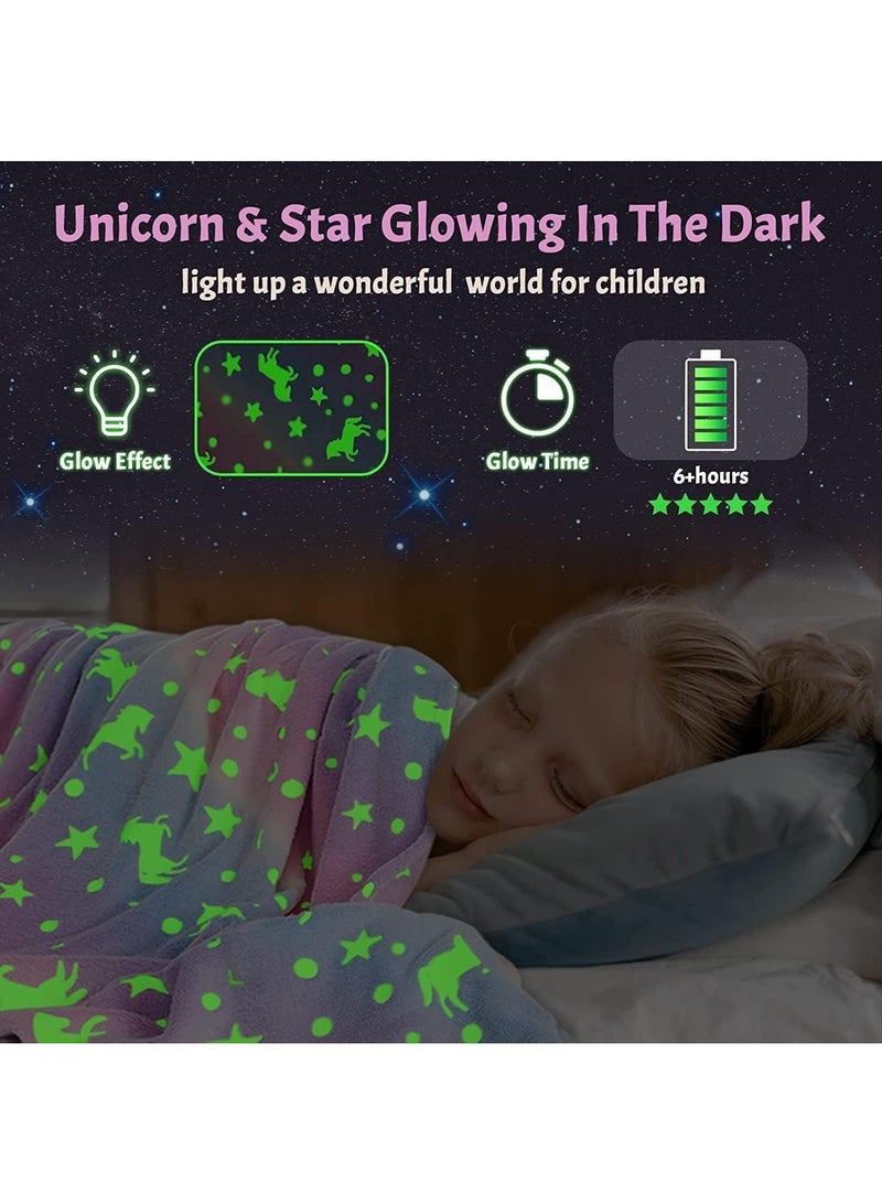 Bluejw Glow in The Dark Blanket Personalized Blanket For Kids,50x60inch Throw Blankets Super Cozy Plush Soft Fleece Blanket for Girls Boys Birthday Gifts  - Image 2