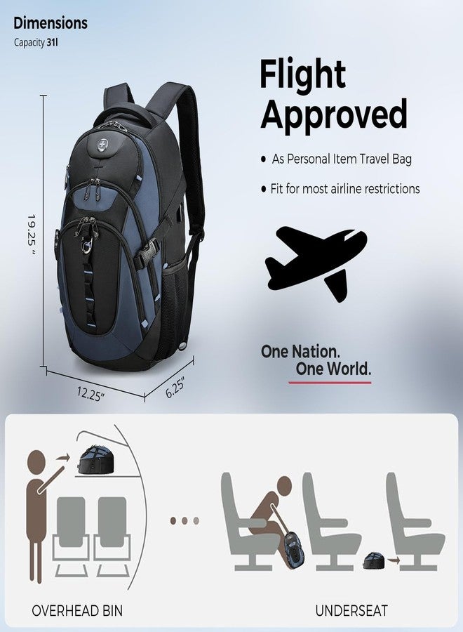 swissdigital Business Travel Laptop Backpack-for Man and Woman with Smart USB Charging Port Fits 15.6 inches laptops, Blue, Haze Blue/Black, Standard, Travel - Image 2