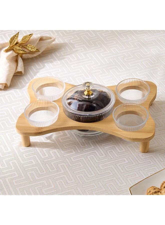 هوم بوكس Ribbed Kahwa 4-Piece Date Bowl Set with Lid 220  ml