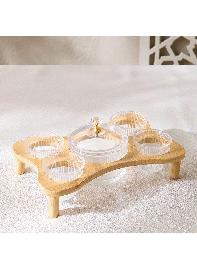 هوم بوكس Ribbed Kahwa 4-Piece Date Bowl Set with Lid 220  ml