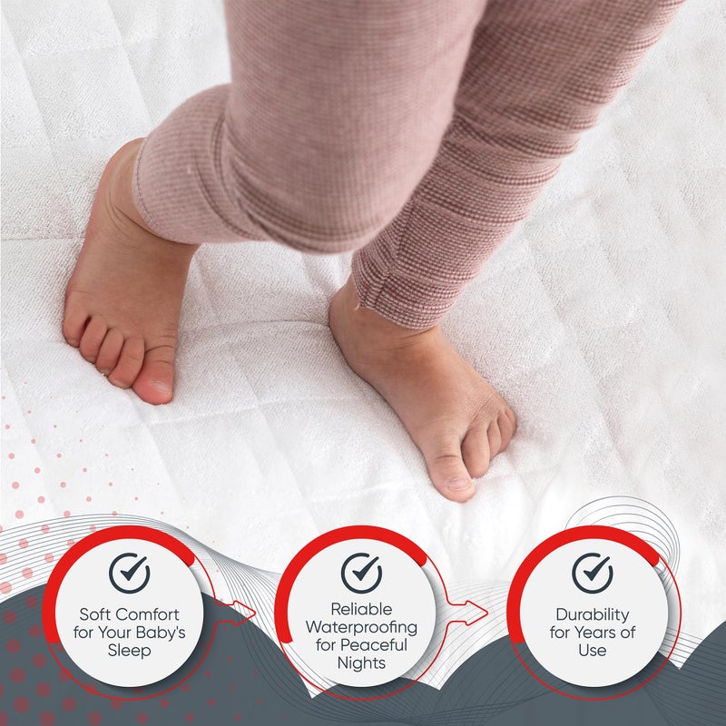 Masirs Crib Mattress Protector Cover - Comfortable, Breathable and Waterproof Material. Keep The Crib Mattress Clean and Protected and Give Your Baby a Cozy Restful Sleep. Machine and Dryer Friendly. - Image 4