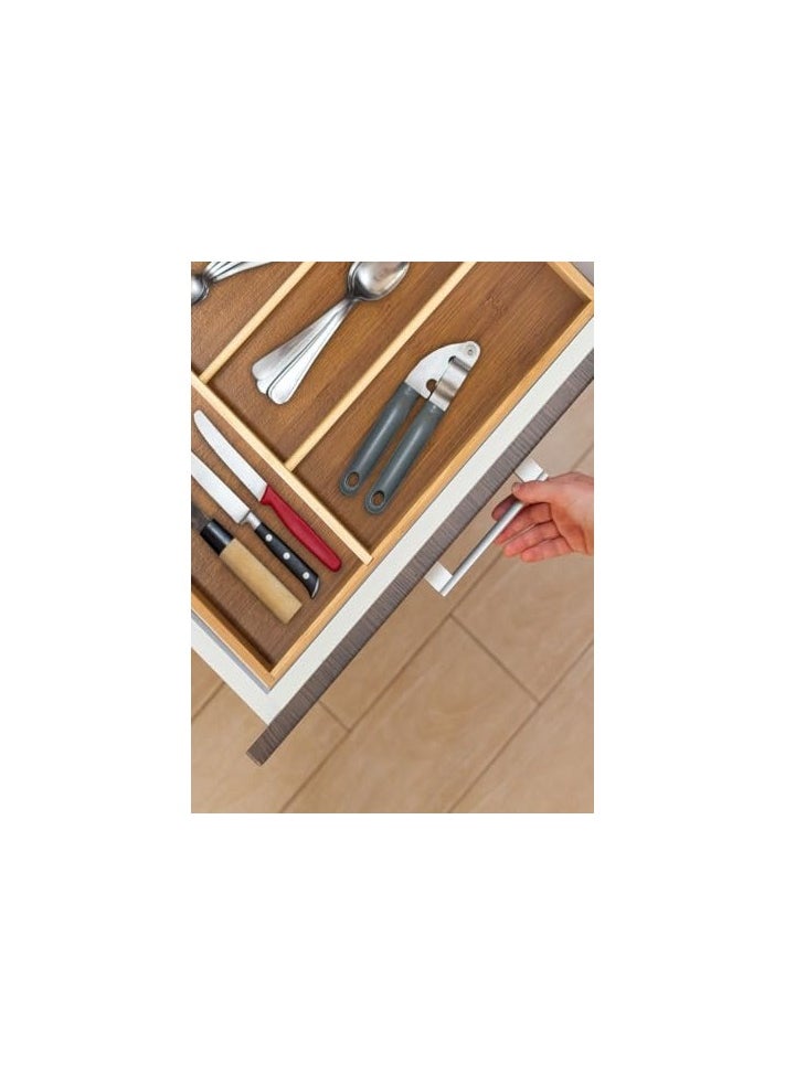 erorex - 2 Pieces Bamboo Cutlery Drawer Tray Kitchen Organiser Storage Holder - Image 1