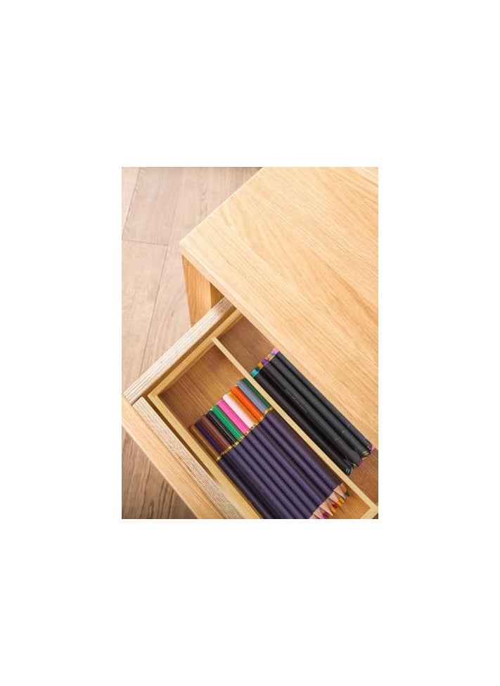 erorex - 2 Pieces Bamboo Cutlery Drawer Tray Kitchen Organiser Storage Holder - Image 1