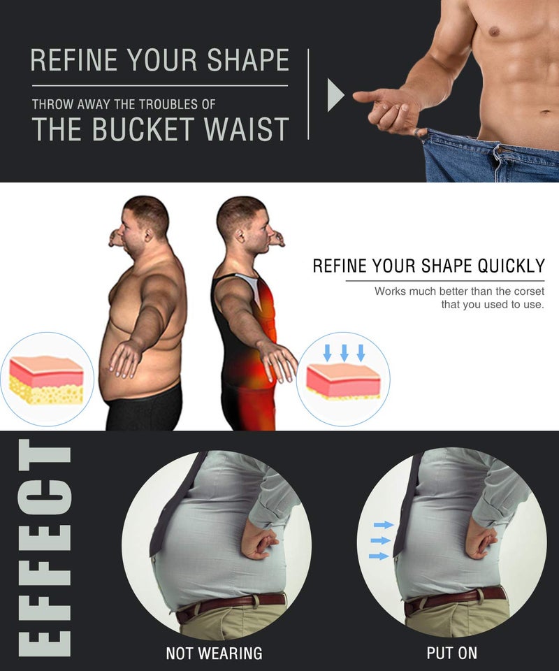 NonEcho Men Shapewear Tummy Control Full Body Shaper Slimming Bodysuit Plus Size - Image 5