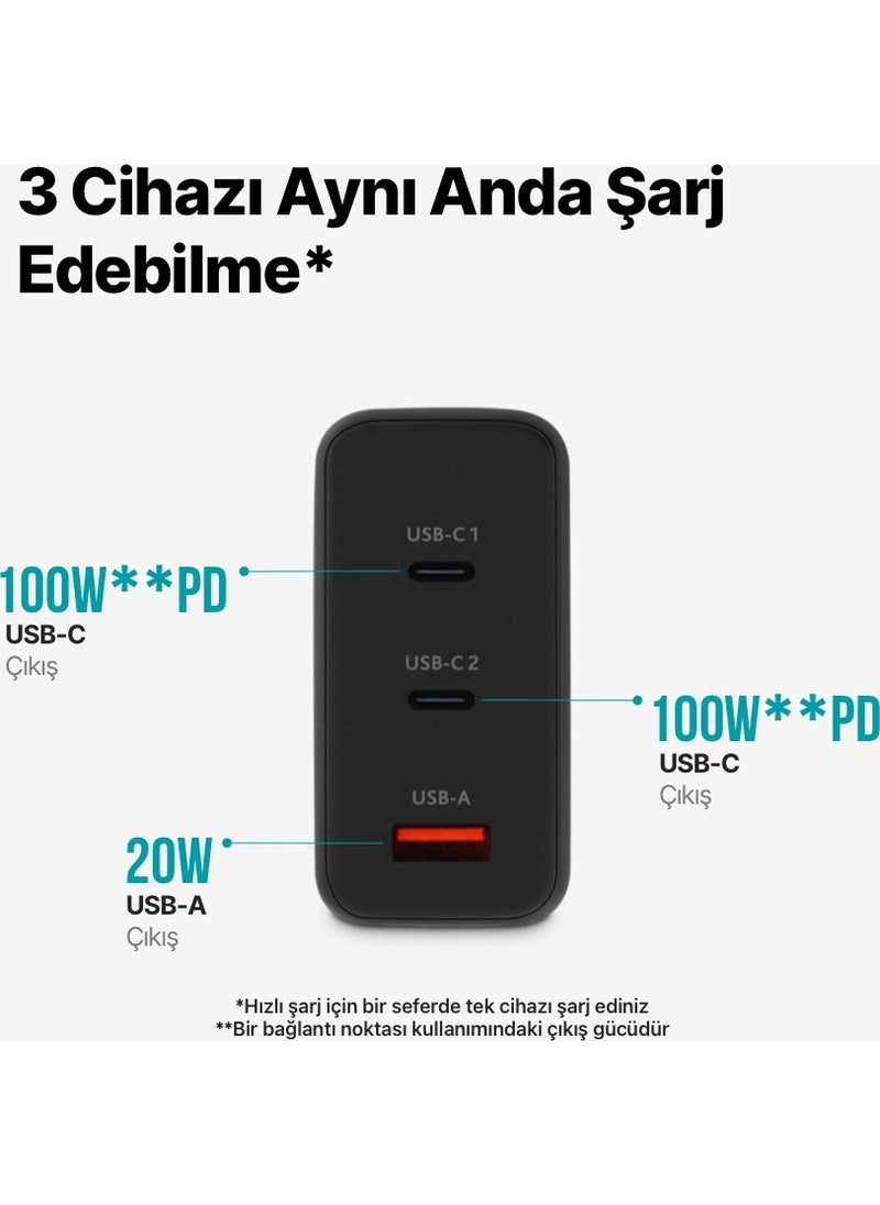 TTec - Smartcharger Trio Gan 120W Pd Travel Fast Charger 2 Usb-C+Usb-A - Image 1