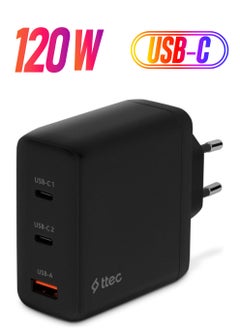 Smartcharger Trio Gan 120W Pd Travel Fast Charger 2 Usb-C+Usb-A