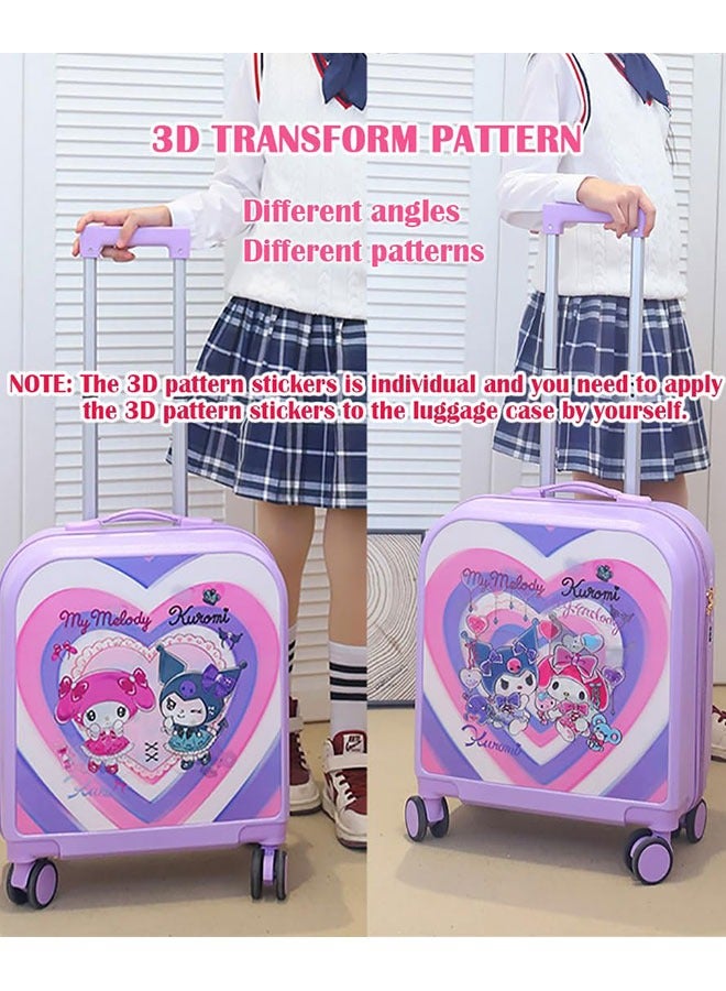 GoldenLike Kids' Luggage,20" Children Travel Suitcase with 3D Transform Pattern Sticker,Kids Carry On Luggage Cute Toddler Suitcase Travel Luggage,Hardside Rolling Suitcase Child Trolley Case for Toddlers Boys Girls  - Image 4
