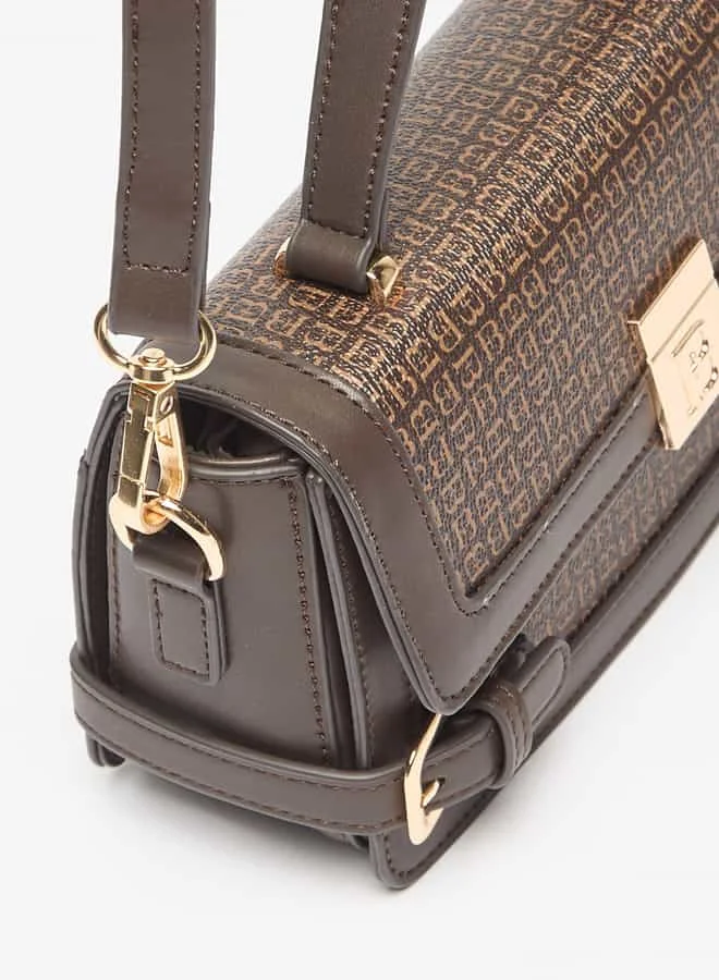 Flora Bella By Shoexpress Women Monogram Print Satchel Bag with Button Closure