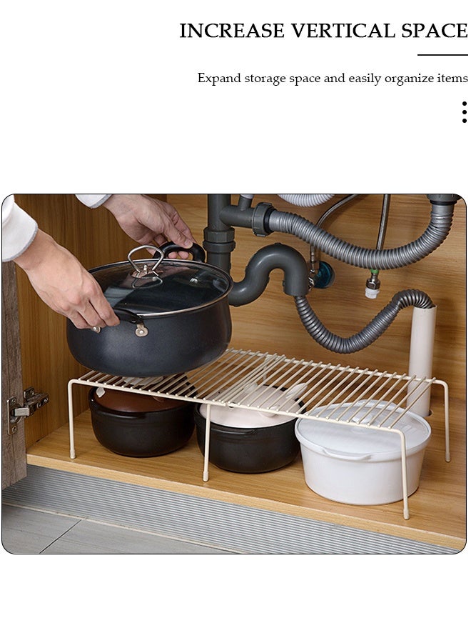 DUNISO Extendable Kitchen Storage Rack, Expandable  Spice Organizer with Adjustable Shelves, Metal Wire Pantry Storage Shelves，Multi-Functional Cabinet Shelf for Organizing Pots,Bowls,Seasoning - Image 3