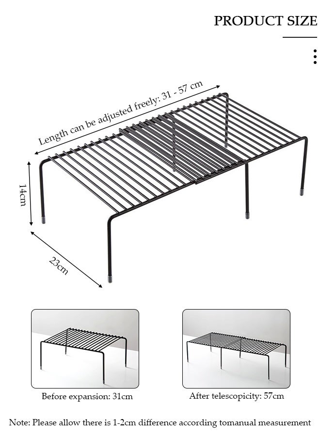 DUNISO Extendable Kitchen Storage Rack, Expandable  Spice Organizer with Adjustable Shelves, Metal Wire Pantry Storage Shelves，Multi-Functional Cabinet Shelf for Organizing Pots,Bowls,Seasoning - Image 2