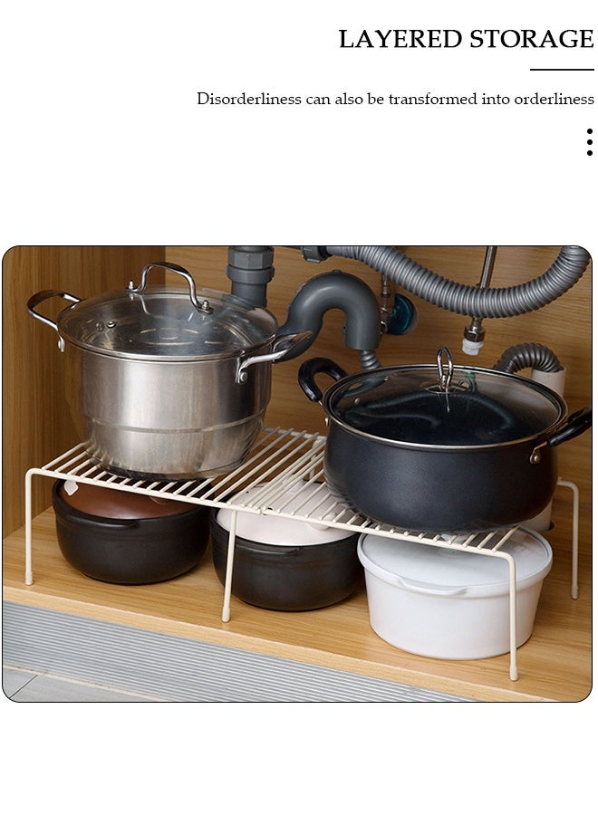 DUNISO Extendable Kitchen Storage Rack, Expandable  Spice Organizer with Adjustable Shelves, Metal Wire Pantry Storage Shelves，Multi-Functional Cabinet Shelf for Organizing Pots,Bowls,Seasoning - Image 4