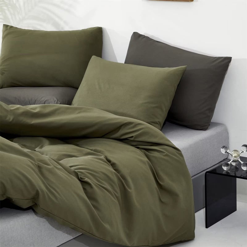 Houseri جيش Houseri Green Comforter مجموعة Queen Olive Green Bedding Sets Dark Green Comforter Size Teen Boys Green Green Comfort - Image 5