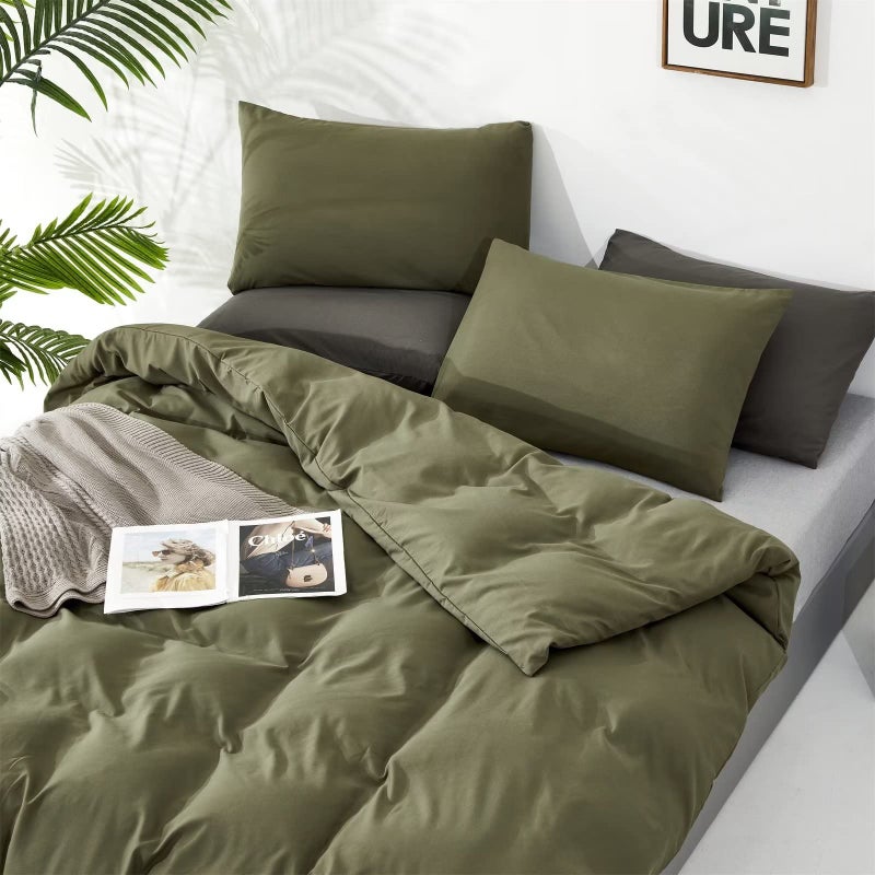 Houseri جيش Houseri Green Comforter مجموعة Queen Olive Green Bedding Sets Dark Green Comforter Size Teen Boys Green Green Comfort - Image 4