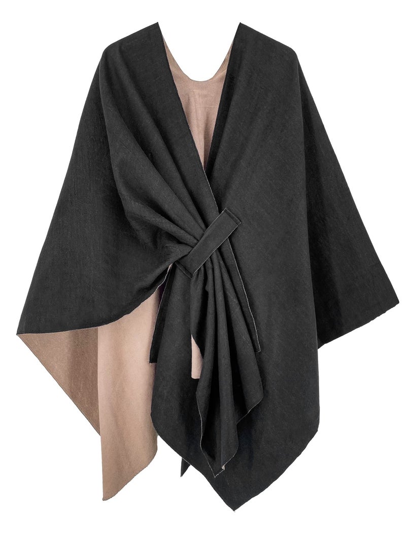 Moss Rose Women's Shawl Wrap Poncho Ruana Cape Open Front Sweater Cardigan for Spring Fall Kimono Winter Holiday - Image 1