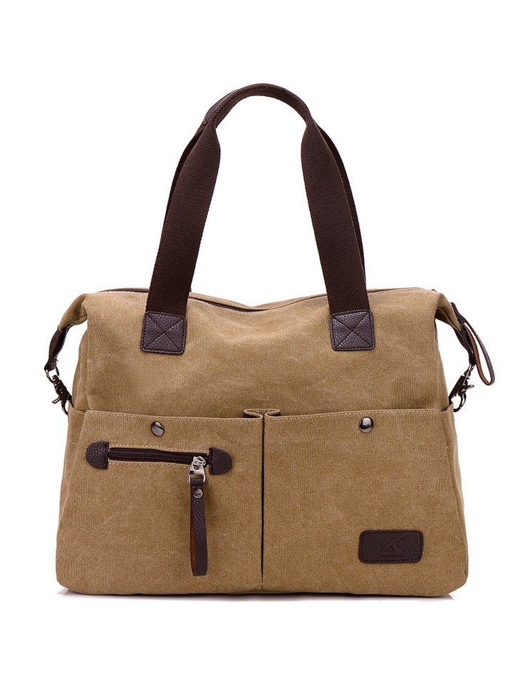 Nariele Zipper Closure Canvas Shoulder Bag