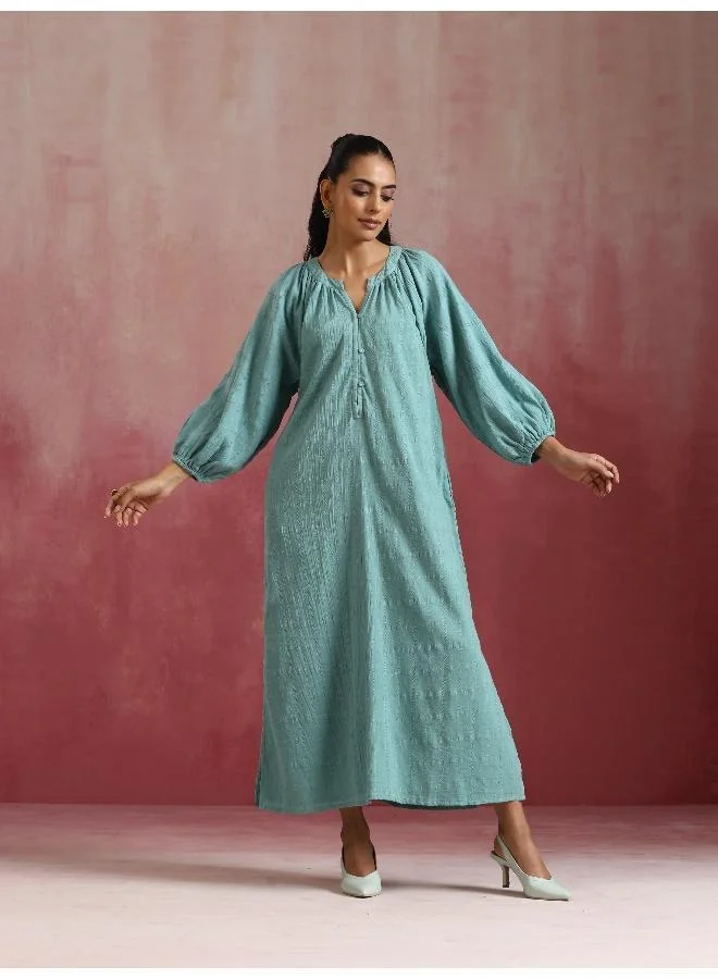 trueBrowns Textured Cotton Slit Dress
