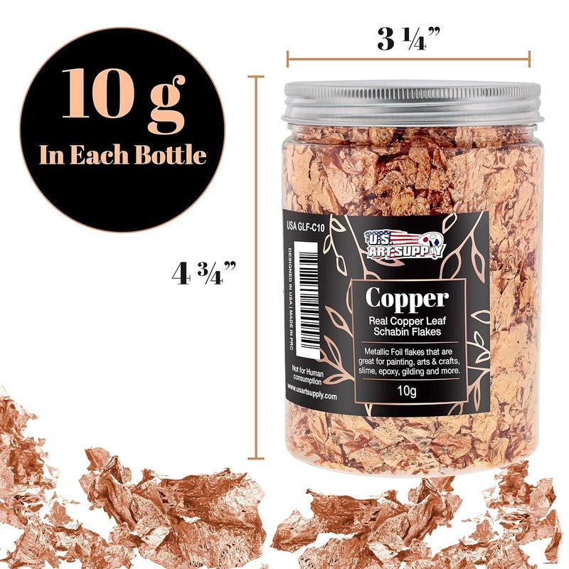 US Art Supply Metallic Foil Schabin Gilding Genuine Copper Leaf Flakes in a 10 Gram Bottle Pack of 3 Gild Picture Frames Paintings Furniture Decorate Epoxy Resin Nails Jewelry Slime - Image 3