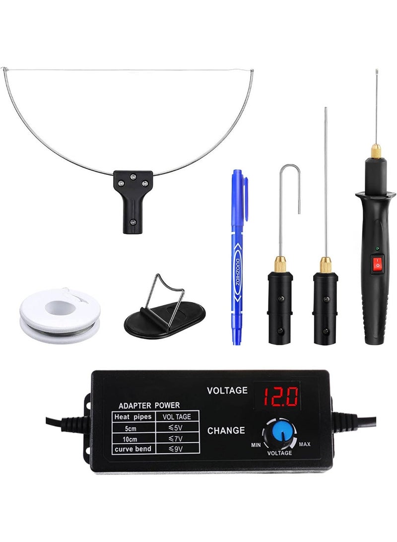 مجموعة قاطع الفوم الكهربائي 10 في 1، مجموعة أدوات قلم نحت الستايروفوم، قلم قطع كهربائي 18 وات مع وحدة تحكم رقمية بالجهد ومقبس المملكة المتحدة (100-240 فولت) للفوم والبوليسترين - صناعة دقيقة ومفصلة - Image 1