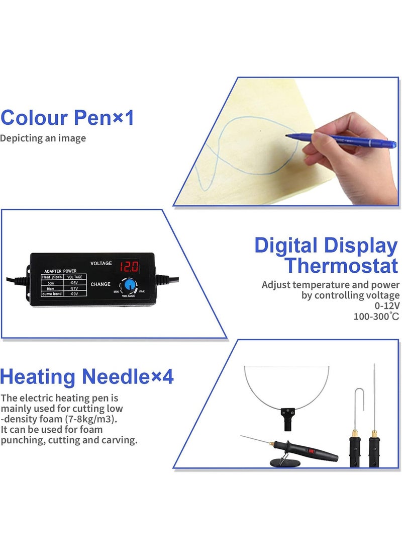 مجموعة قاطع الفوم الكهربائي 10 في 1، مجموعة أدوات قلم نحت الستايروفوم، قلم قطع كهربائي 18 وات مع وحدة تحكم رقمية بالجهد ومقبس المملكة المتحدة (100-240 فولت) للفوم والبوليسترين - صناعة دقيقة ومفصلة - Image 3
